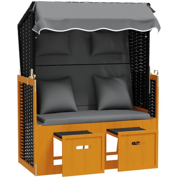 Strandkorg med dyna konstrottning massivt trä svart & antracit vidaXL – bild 4