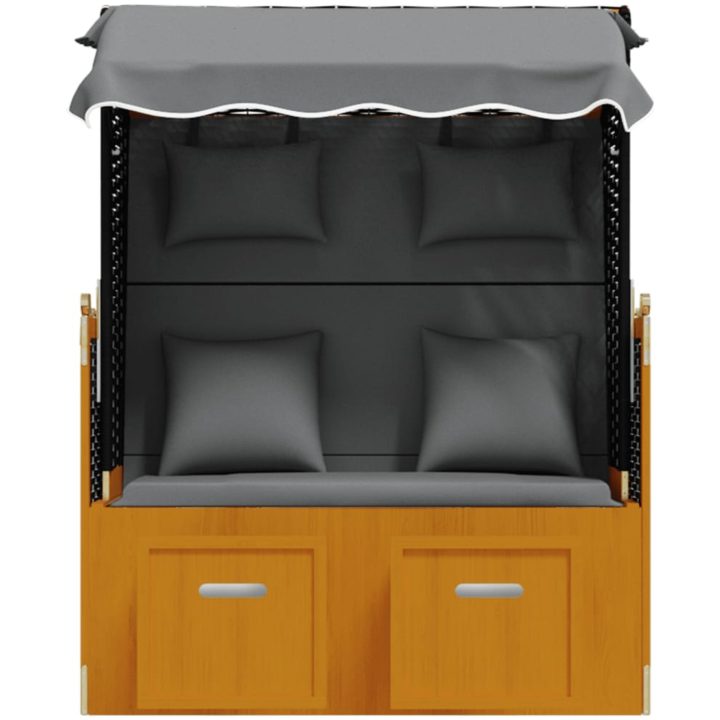 Strandkorg med dyna konstrottning massivt trä svart & antracit vidaXL – bild 5
