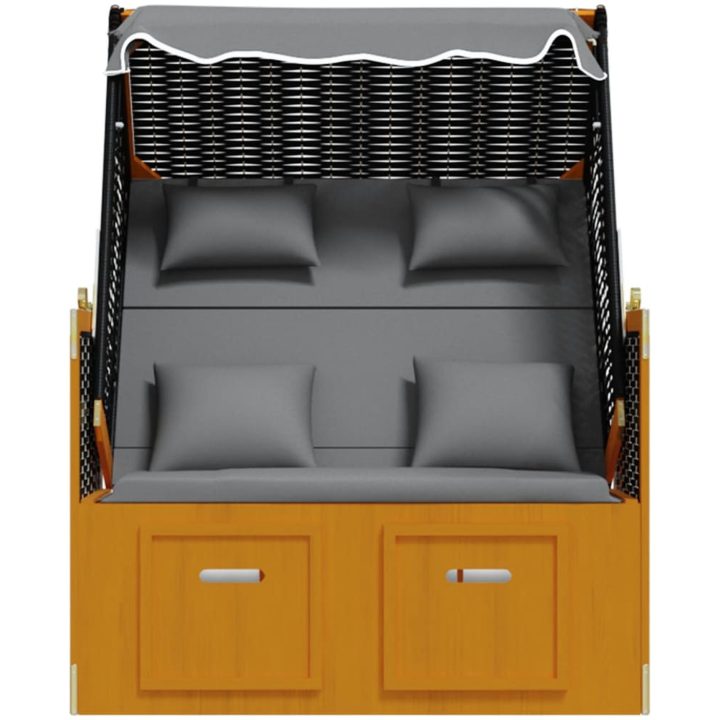 Strandkorg med dyna konstrottning massivt trä svart & antracit vidaXL – bild 6