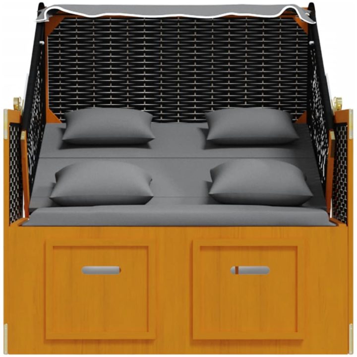 Strandkorg med dyna konstrottning massivt trä svart & antracit vidaXL – bild 7