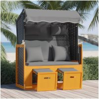 Strandkorg med dyna konstrottning massivt trä svart & antracit vidaXL
