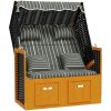 Strandkorg med dynor konstrottning och massivt trä svart & grå vidaXL – miniatyr 2