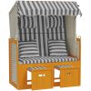 Strandkorg med dynor konstrottning och massivt trä vit & grå vidaXL – miniatyr 4