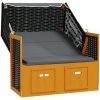 Strandkorg med tak konstrottning och massivt trä svart&antracit vidaXL – miniatyr 3