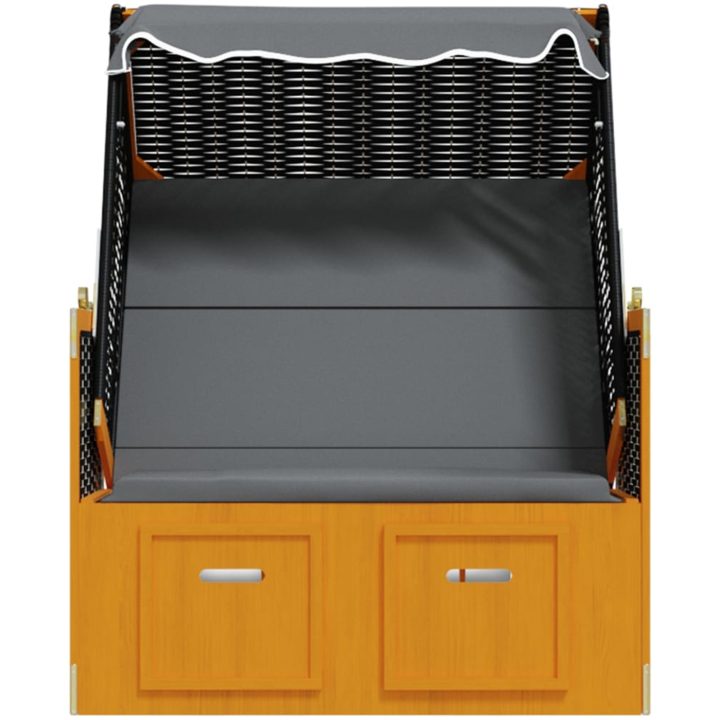 Strandkorg med tak konstrottning och massivt trä svart&antracit vidaXL – bild 6