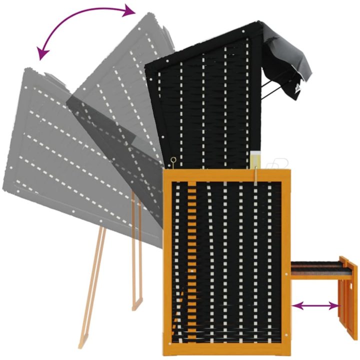 Strandkorg med tak konstrottning och massivt trä svart&antracit vidaXL – bild 8