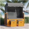 Strandkorg med tak konstrottning och massivt trä svart&antracit vidaXL – miniatyr 1