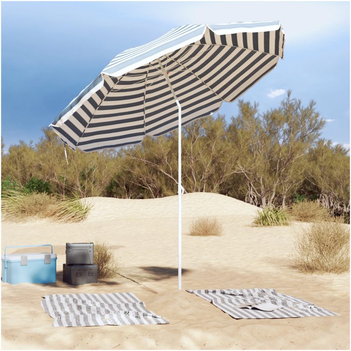 Strandparaply med Aluminiumstativ Blå & Vit vidaXL 300 cm – bild 3