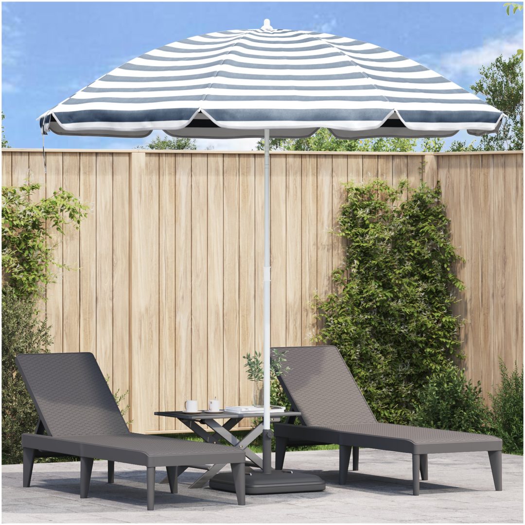 Strandparaply med Aluminiumstativ Blå & Vit vidaXL 300 cm