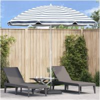 Strandparaply med Aluminiumstativ Blå & Vit vidaXL
