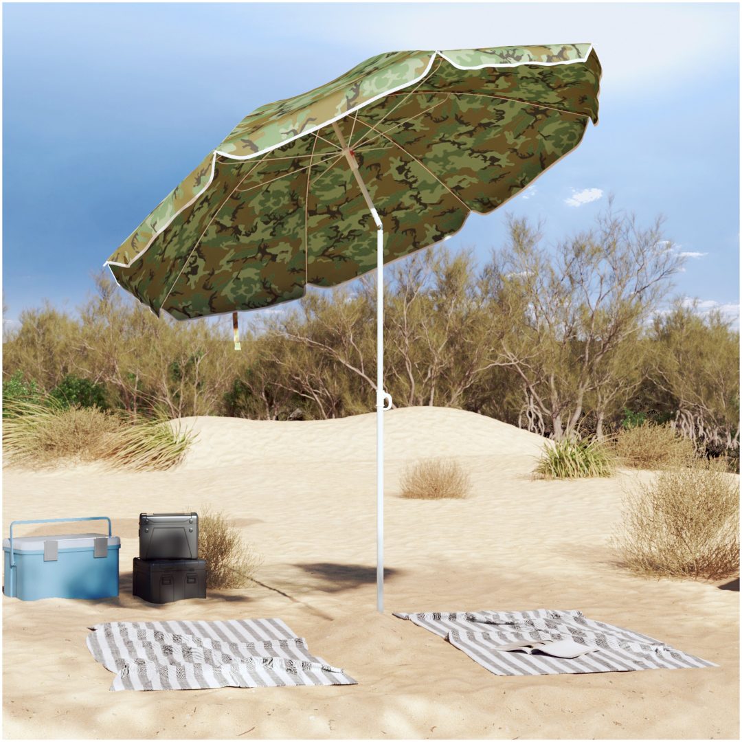 Strandparaply med aluminiumstolpe kamouflage vidaXL 300 cm – bild 3