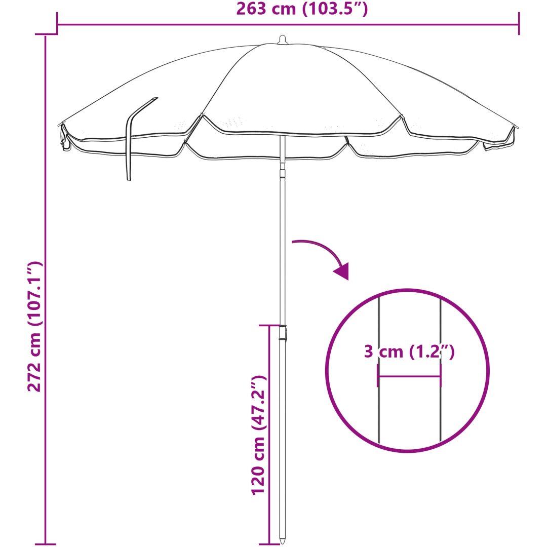 Strandparaply med aluminiumstolpe kamouflage vidaXL 300 cm – bild 8