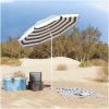 Strandparaply med Metallstång Blå & Vit 161x193 cm Polyester vidaXL Standard – miniatyr 3