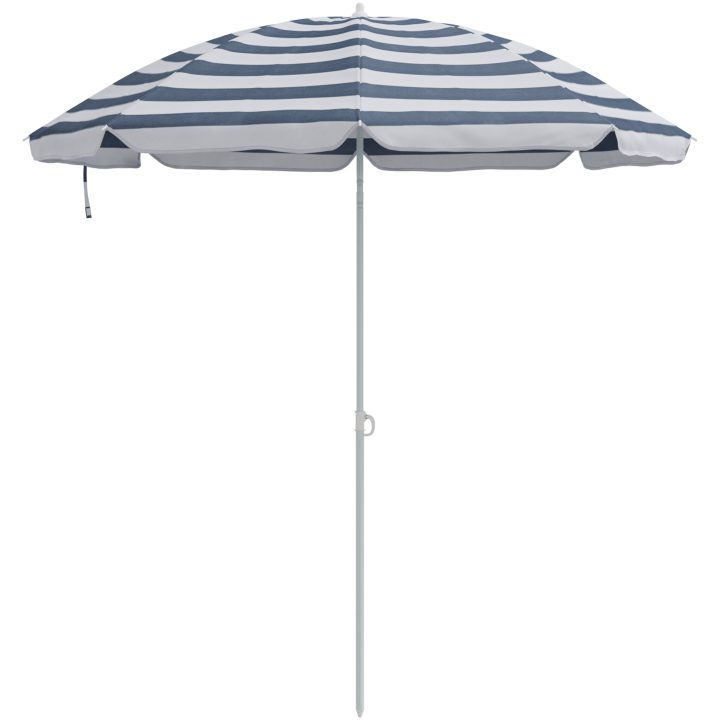 Strandparaply med Metallstång Blå & Vit 161x193 cm Polyester vidaXL Standard – bild 4