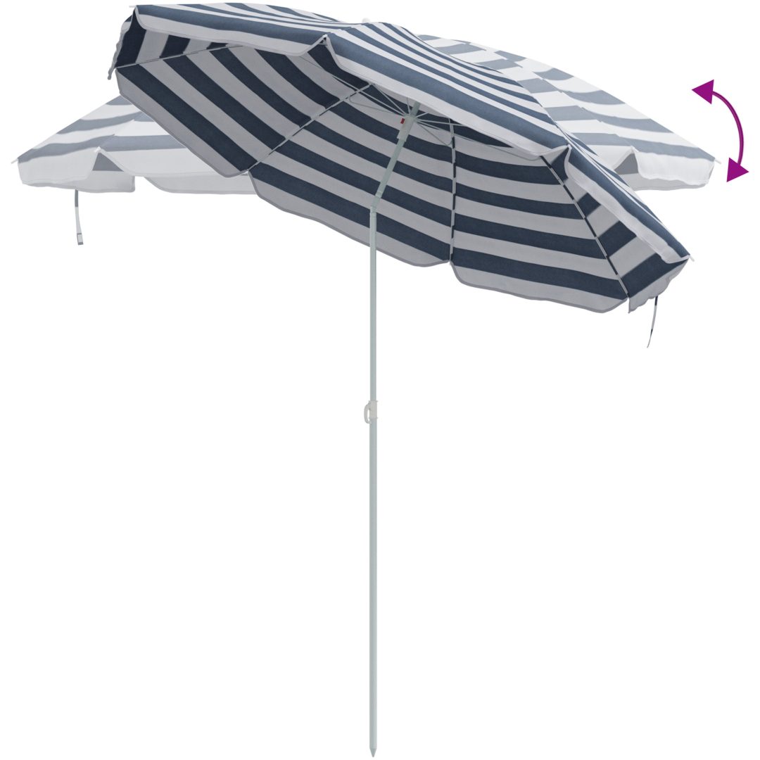Strandparaply med Metallstång Blå & Vit 161x193 cm Polyester vidaXL Standard – bild 7
