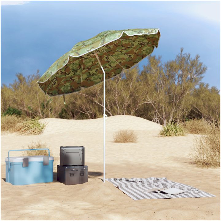 Strandparaply med Metallstång Kamouflage 161x193 cm Polyester vidaXL Stor – bild 3