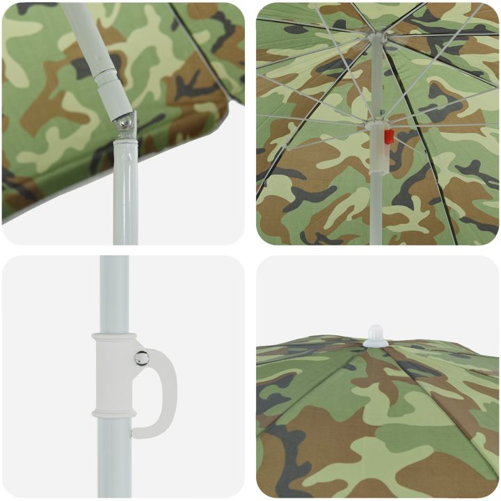 Strandparaply med Metallstång Kamouflage 161x193 cm Polyester vidaXL Stor – bild 5