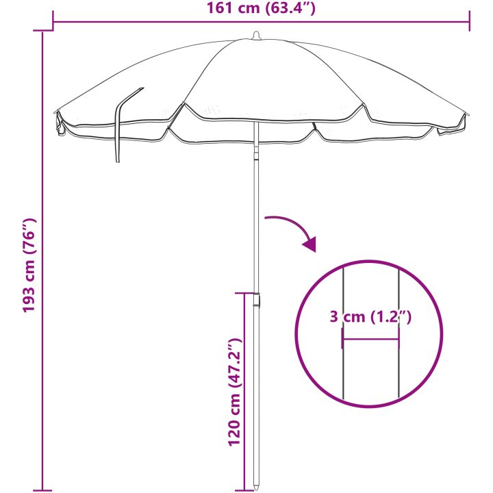 Strandparaply med Metallstång Kamouflage 161x193 cm Polyester vidaXL Stor – bild 8