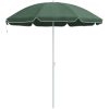 Strandparaply med Metallstolpe Grön 161x193 cm Polyester vidaXL Medium – miniatyr 2