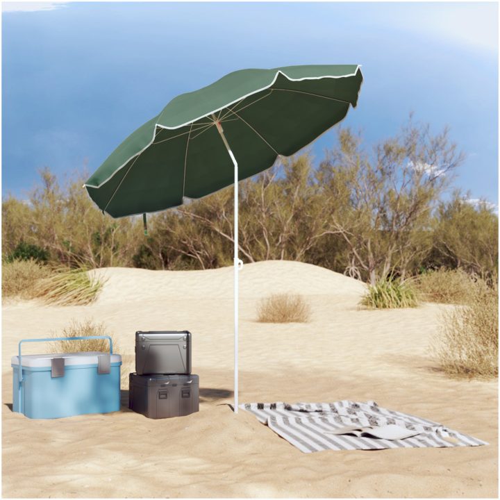 Strandparaply med Metallstolpe Grön 161x193 cm Polyester vidaXL Medium – bild 3