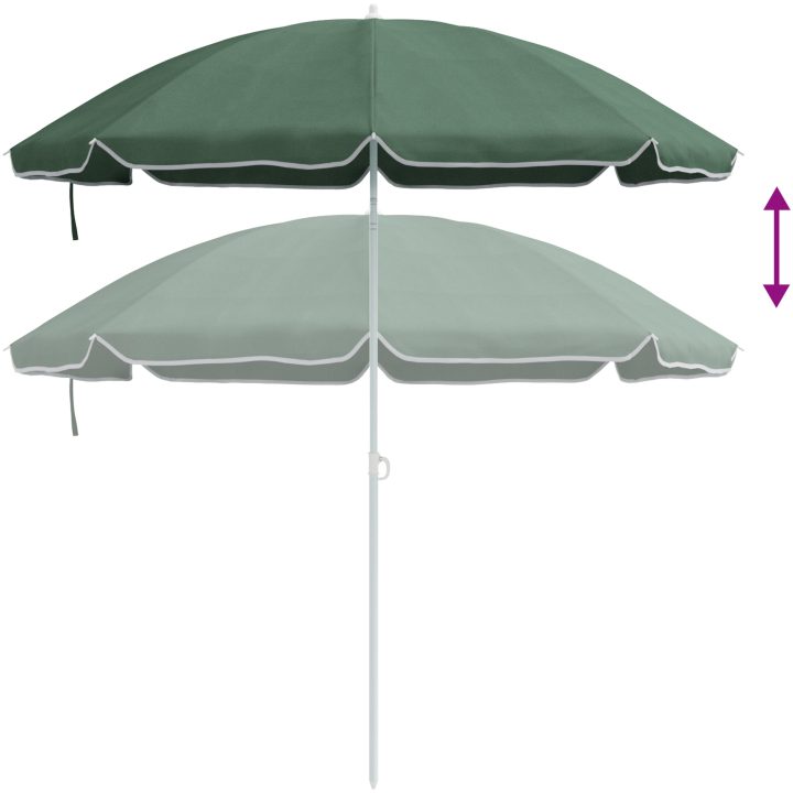 Strandparaply med Metallstolpe Grön 161x193 cm Polyester vidaXL Medium – bild 6