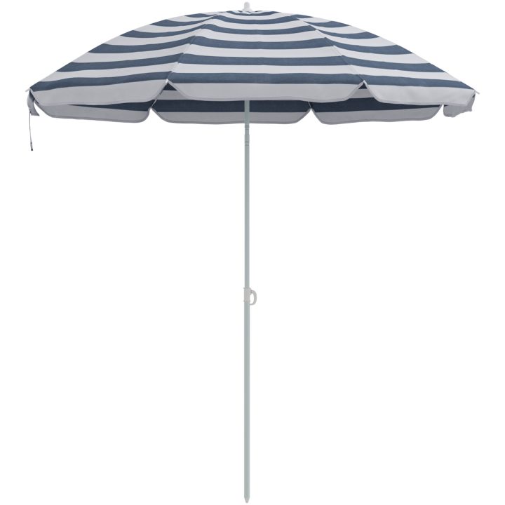 Strandparasol med aluminiumstolpe Blå och Vit vidaXL 240 cm – bild 2