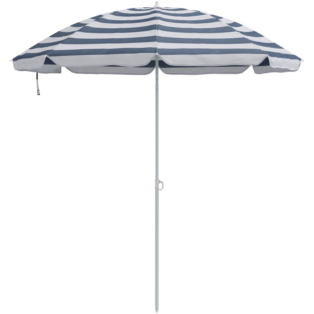 Strandparasol med aluminiumstolpe Blå och Vit vidaXL 240 cm – bild 4