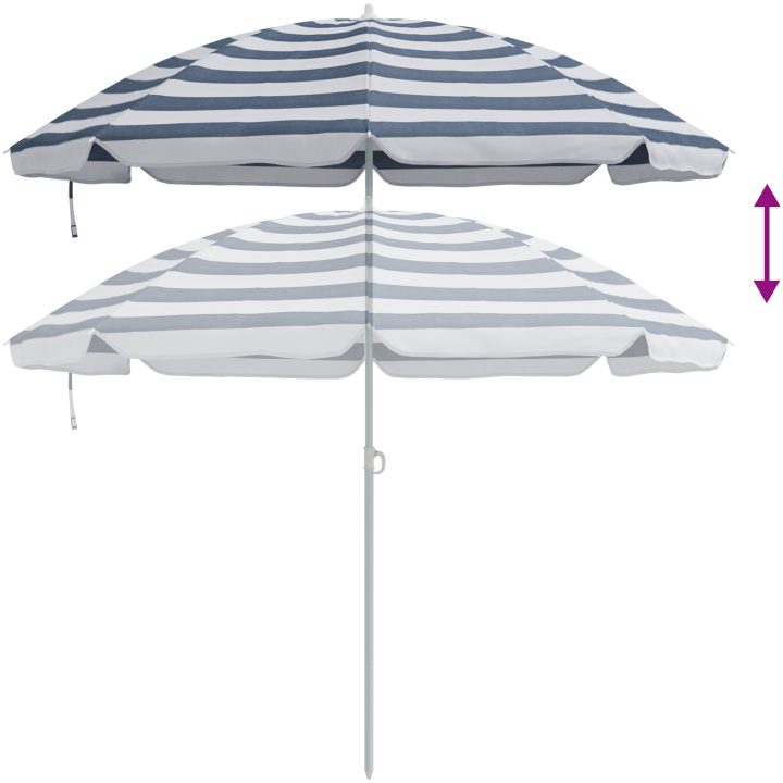Strandparasol med aluminiumstolpe Blå och Vit vidaXL 240 cm – bild 6