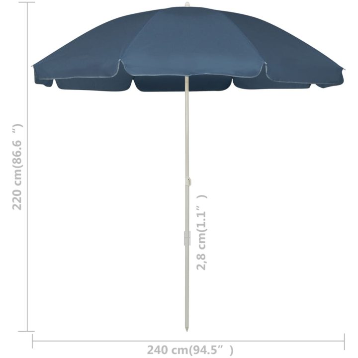Strandparasoll blå vidaXL 240 cm – bild 6