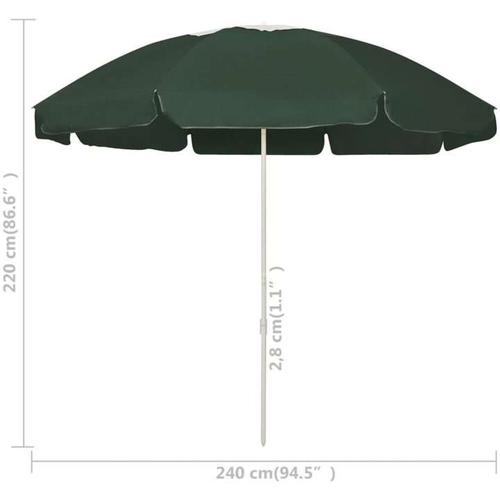Strandparasoll grön vidaXL 240 cm – bild 6