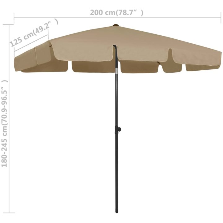Strandparasoll taupe vidaXL 200 x 125 cm – bild 8
