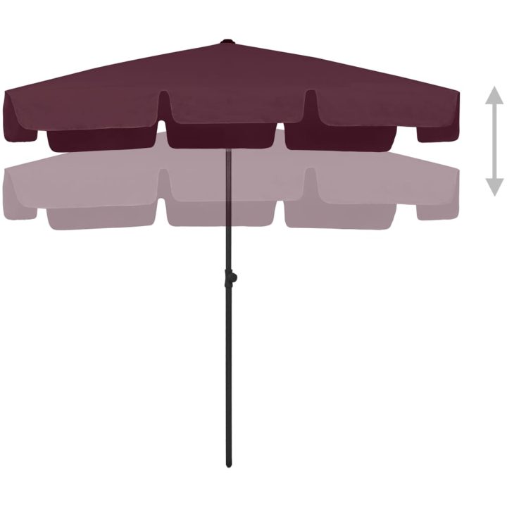 Strandparasoll vinröd vidaXL 200 x 125 cm – bild 3