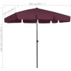 Strandparasoll vinröd vidaXL 200 x 125 cm – miniatyr 8