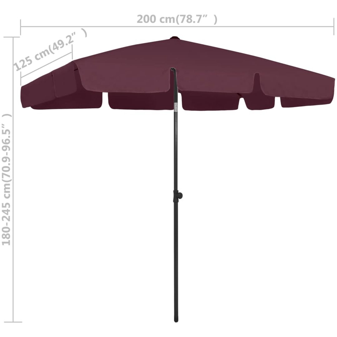 Strandparasoll vinröd vidaXL 200 x 125 cm – bild 8