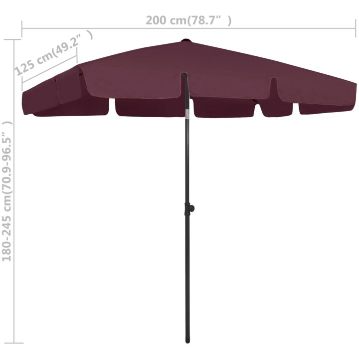 Strandparasoll vinröd vidaXL 200 x 125 cm – bild 8