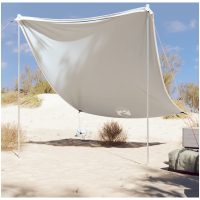 Strandskydd med sandpåsar grå vidaXL