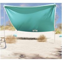 Strandskydd med sandpåsar grön vidaXL