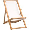Strandstol teakträ 56x105x96 cm gräddvit vidaXL – miniatyr 2