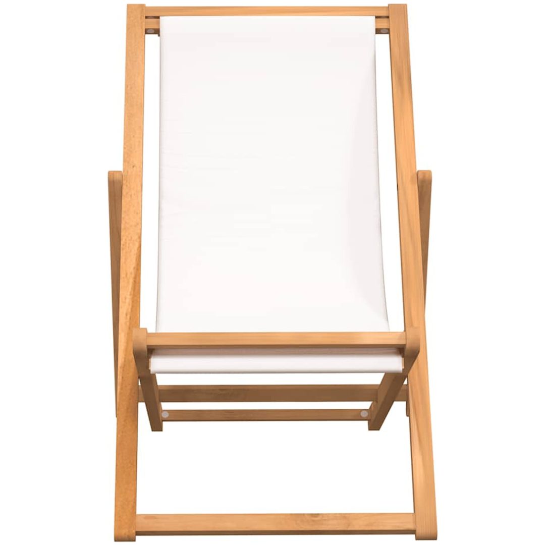 Strandstol teakträ 56x105x96 cm gräddvit vidaXL – bild 3