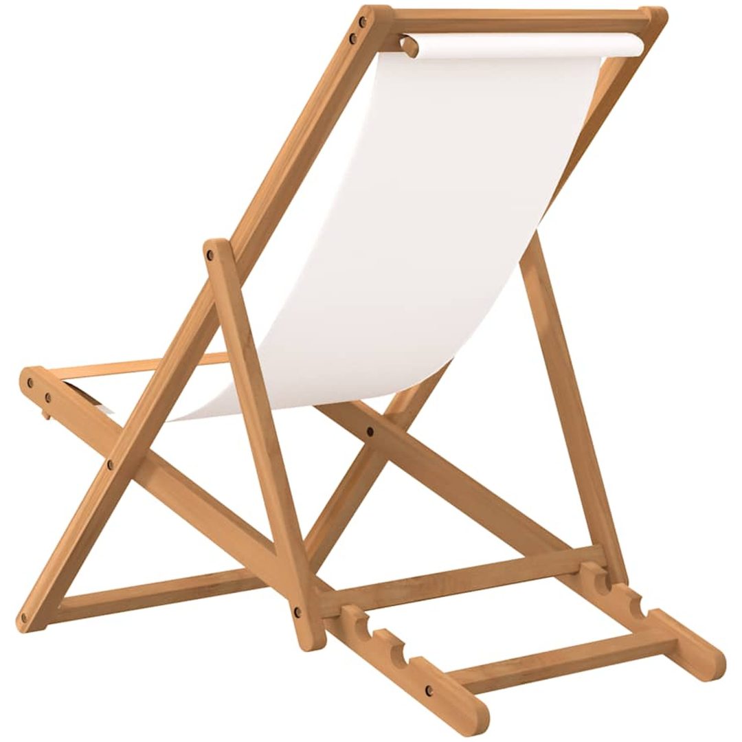 Strandstol teakträ 56x105x96 cm gräddvit vidaXL – bild 5
