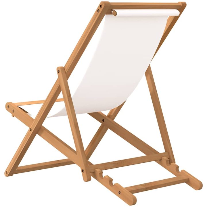 Strandstol teakträ 56x105x96 cm gräddvit vidaXL – bild 5