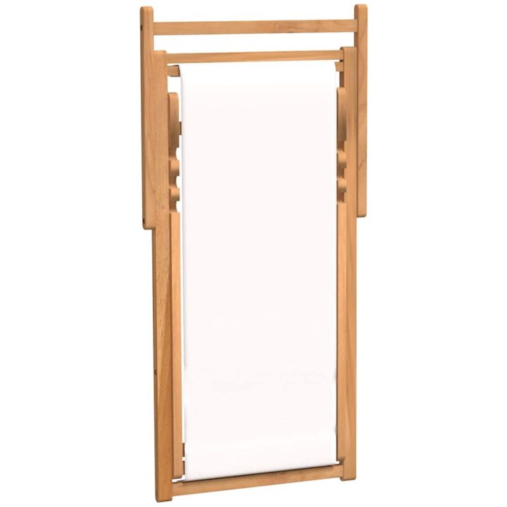 Strandstol teakträ 56x105x96 cm gräddvit vidaXL – bild 6