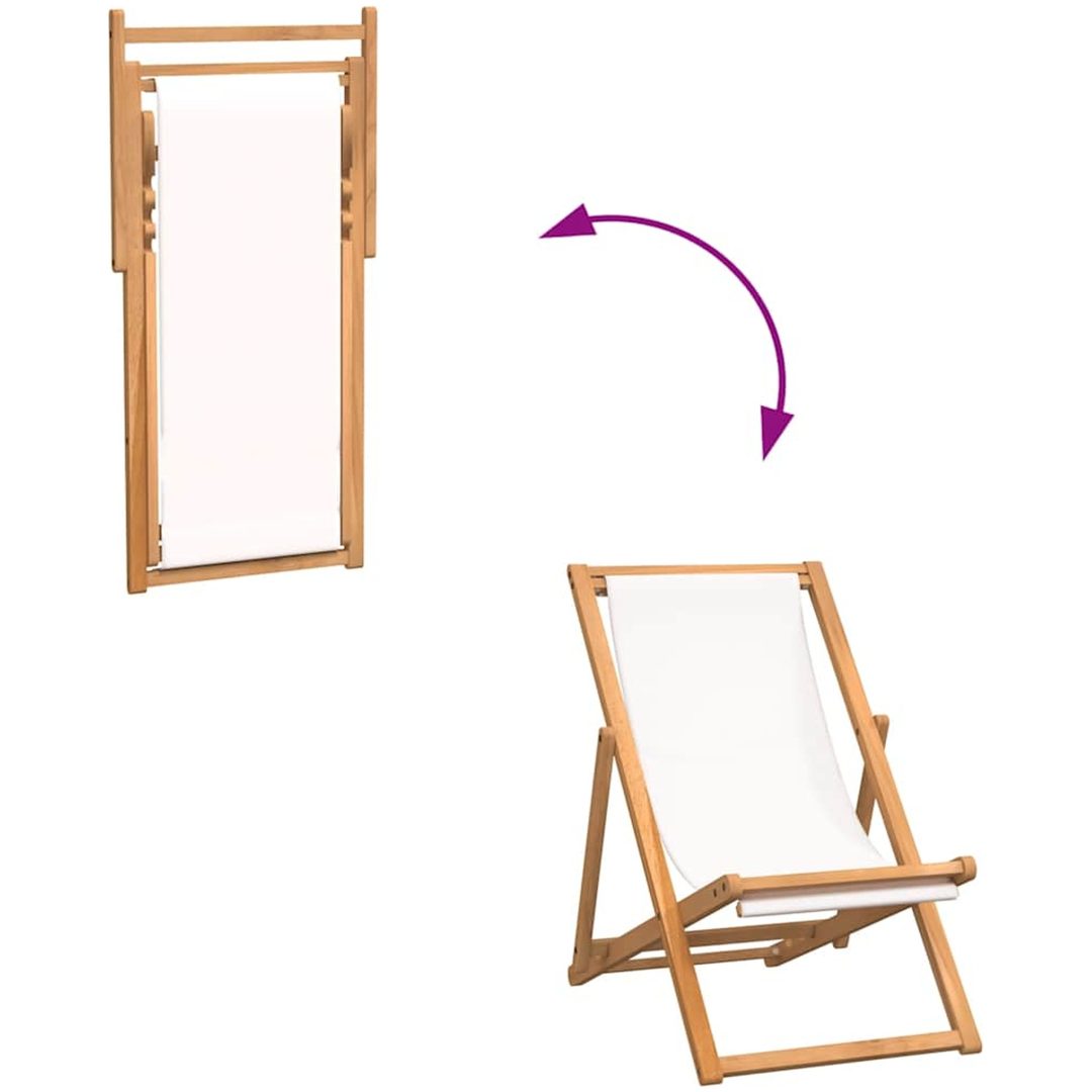 Strandstol teakträ 56x105x96 cm gräddvit vidaXL – bild 7