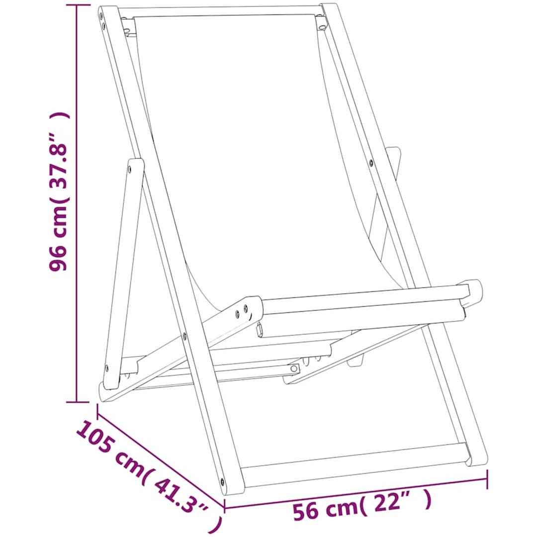 Strandstol teakträ 56x105x96 cm gräddvit vidaXL – bild 9