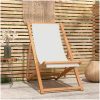 Strandstol teakträ 56x105x96 cm gräddvit vidaXL – miniatyr 1