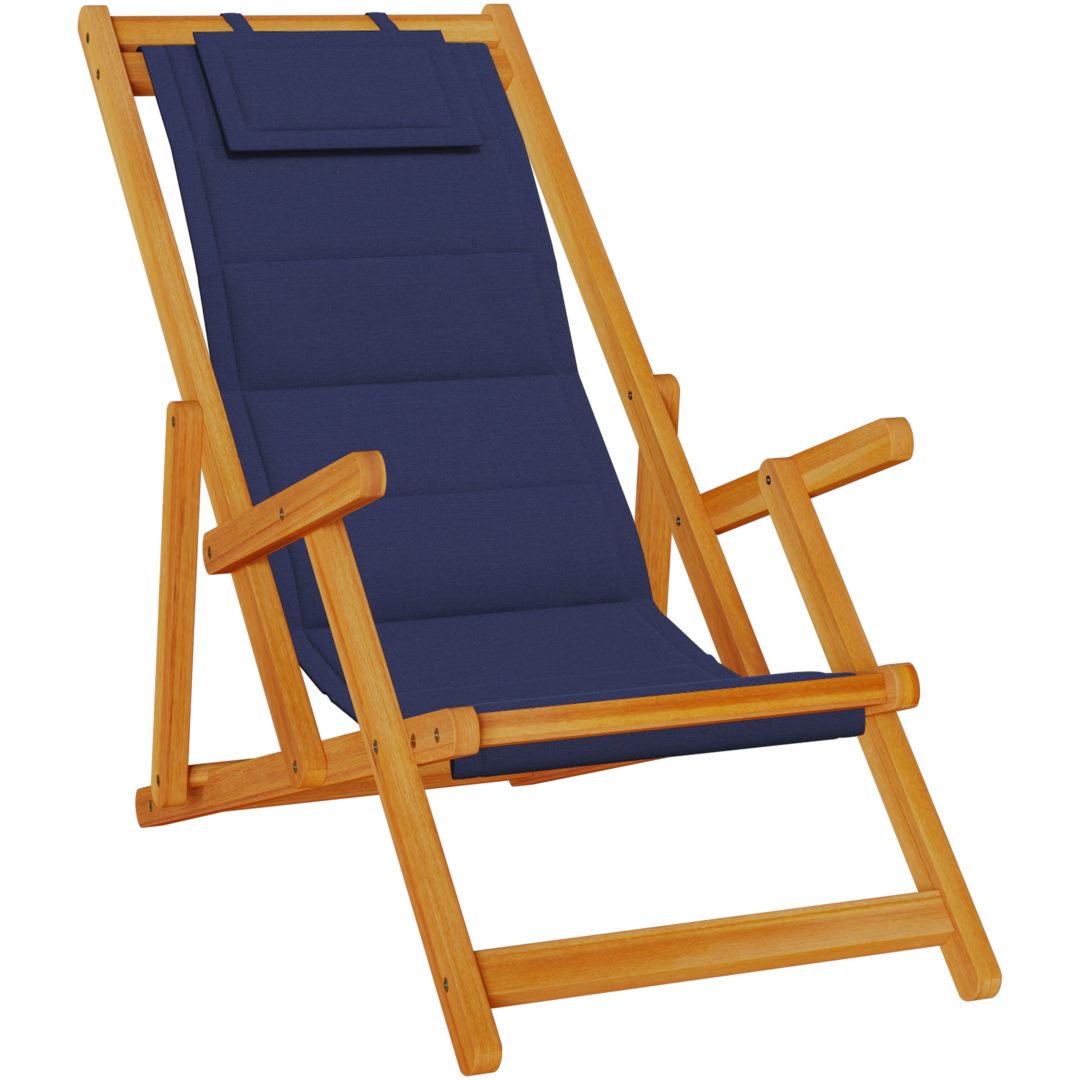 Strandstolar hopfällbara 2 st blå akaciaträ & textilen vidaXL 61.5 x 110 x 97 cm, 61.5 x 116 x 90 cm, 61.5 x 123 x – bild 4