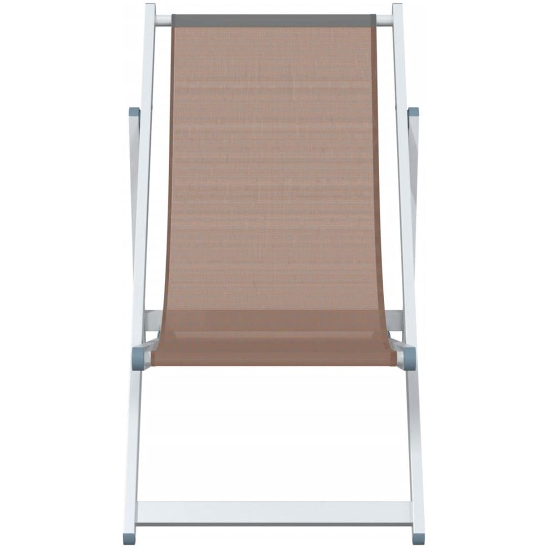 Strandstolar hopfällbara 2 st brun aluminium och textilen vidaXL – bild 4