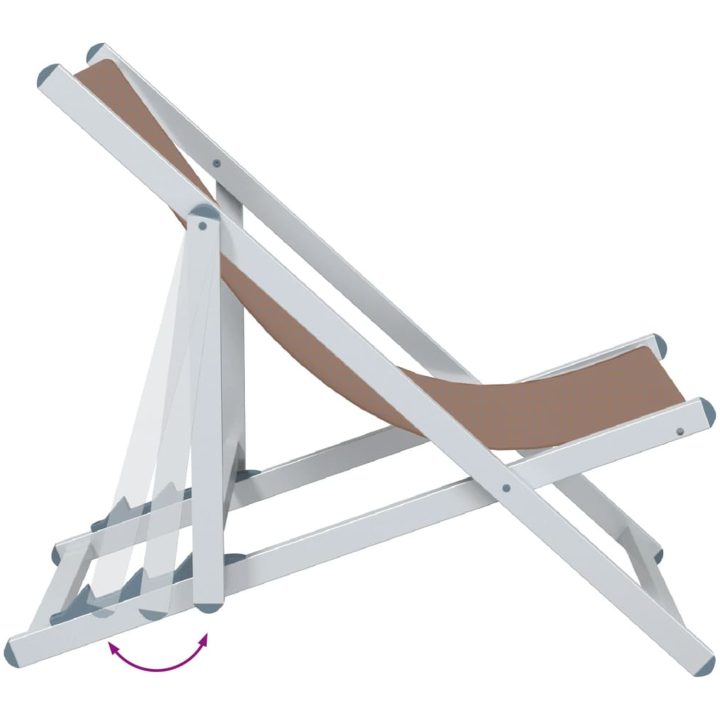 Strandstolar hopfällbara 2 st brun aluminium och textilen vidaXL – bild 7