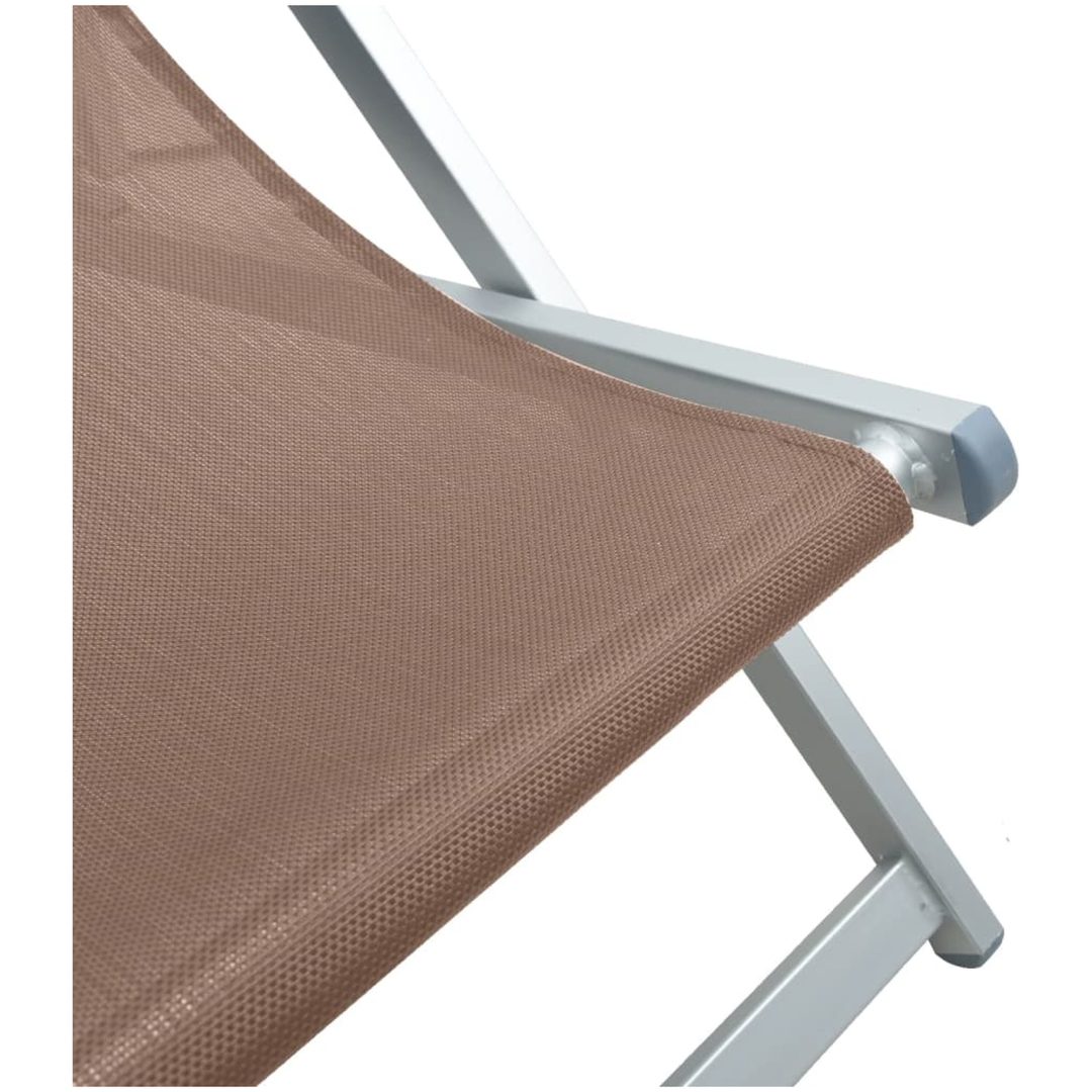 Strandstolar hopfällbara 2 st brun aluminium och textilen vidaXL – bild 9