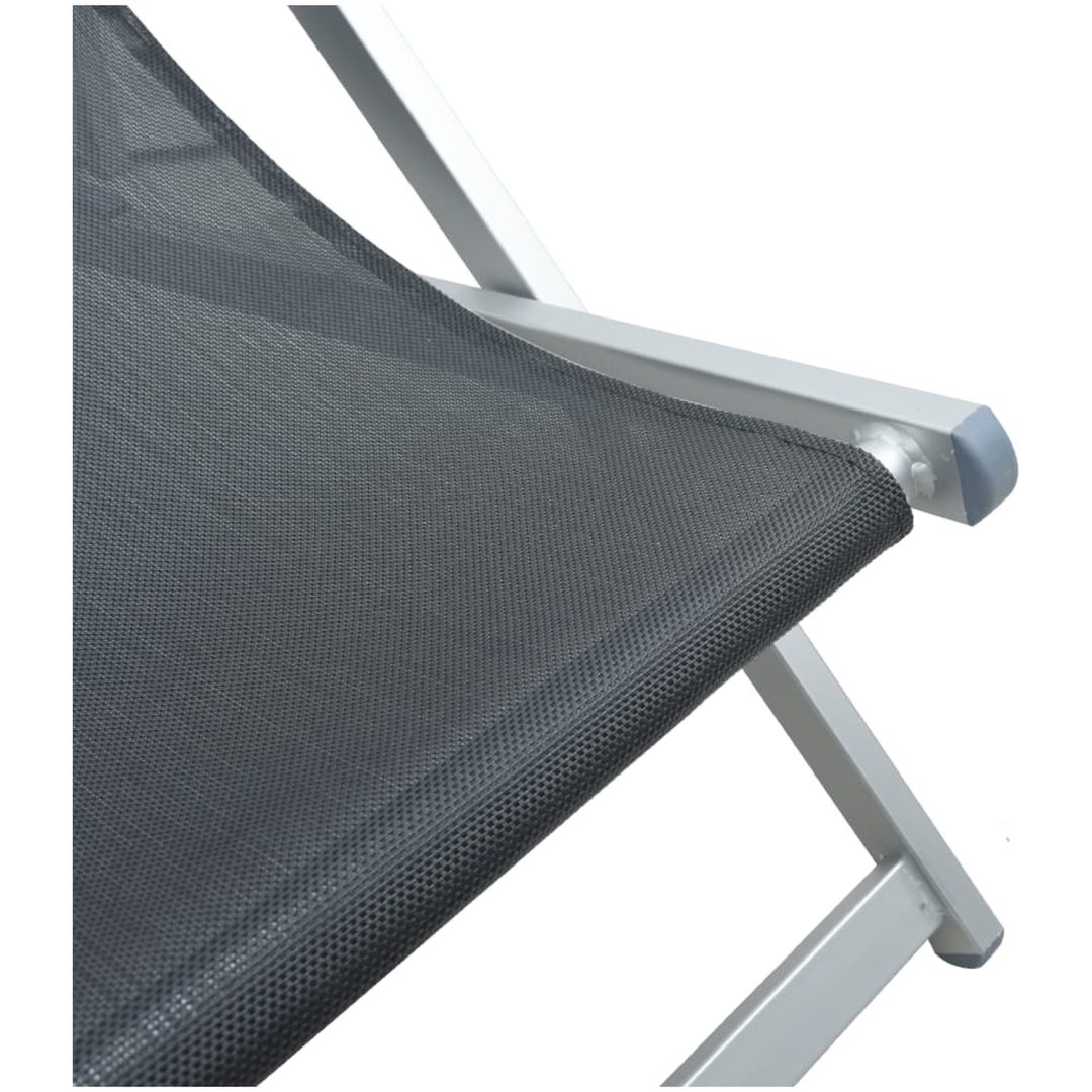 Strandstolar hopfällbara 2 st grå aluminium och textilen vidaXL – bild 9